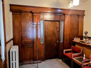 Closet featuring radiator