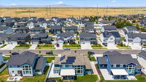 Aerial perspective of suburban area