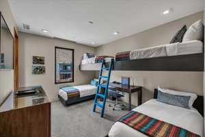 Bedroom featuring carpet and recessed lighting