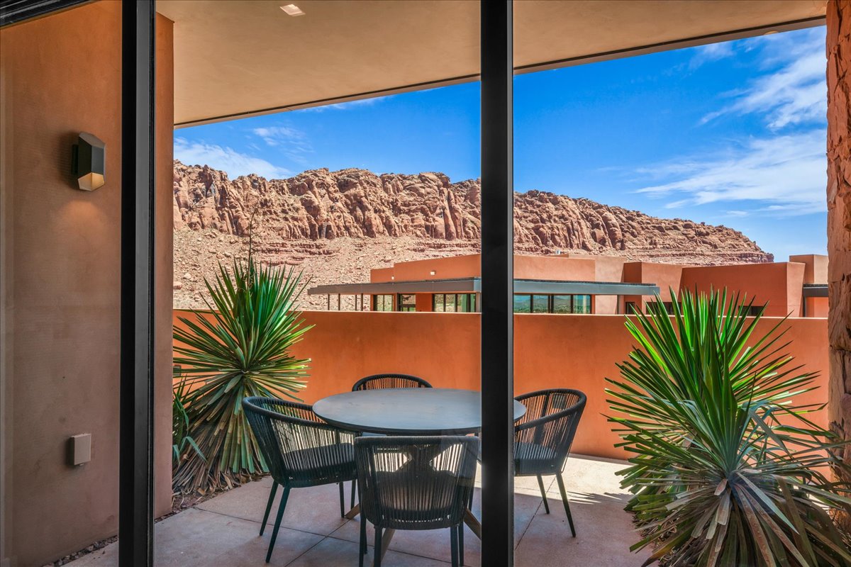 Balcony with a mountain view