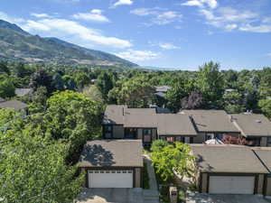 Drone / aerial view of a mountain backdrop