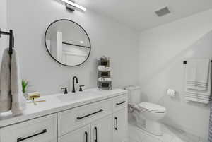 Full Bathroom with vanity and toilet