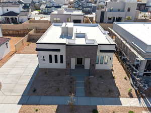 Aerial perspective of suburban area