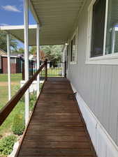 Porch with a yard
