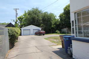View of detached garage