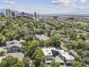 View of urban area with a mountainous background