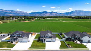 Aerial view of a mountain backdrop