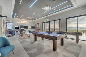 Playroom featuring carpet and billiards table