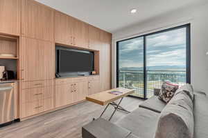 Living room featuring light wood-type flooring