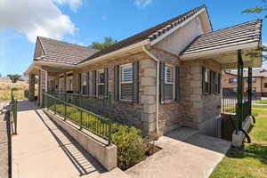 View of home's exterior with brick siding