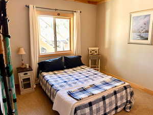 Bedroom with carpet floors and baseboards