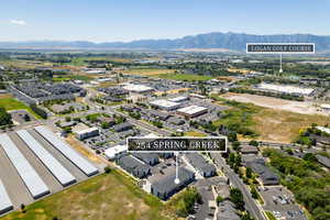 Drone / aerial view of a mountain backdrop