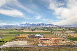 Aerial of site. Outline does not represent actual lot lines.