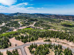 Drone / aerial view of a mountainous background