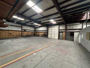Garage with metal wall