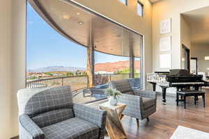 Patio / terrace with a mountain view and outdoor lounge area