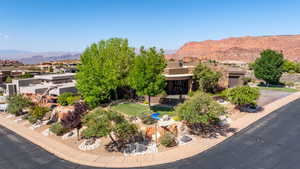 View of mountain background with nearby suburban area