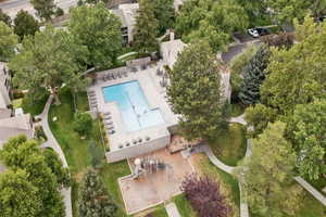 Aerial view of a pool area