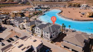 Bird's eye view of a pool area