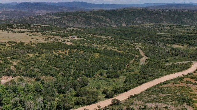 Drone / aerial view of a mountain backdrop