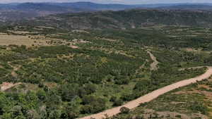 Drone / aerial view of a mountain backdrop