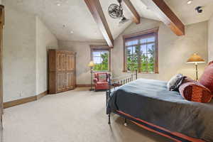 Bedroom with carpet flooring and recessed lighting