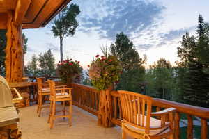 View of deck at dusk