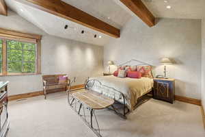 Bedroom featuring recessed lighting and carpet