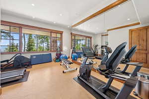 Gym featuring recessed lighting