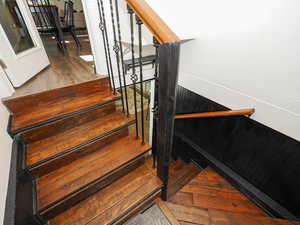 Stairway with wood finished floors