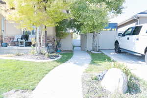 View of front facade with stone siding