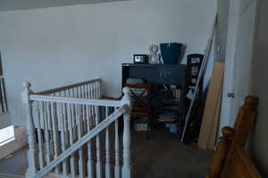 Office featuring dark colored carpet