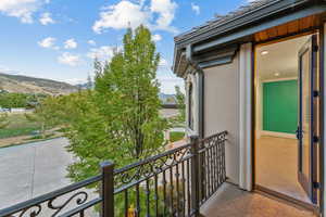 Balcony with a mountain view