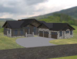 Craftsman house featuring stone siding, driveway, a front lawn, and an attached garage