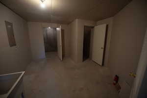 Finished below grade area with electric panel