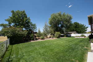 View of fenced backyard