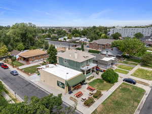 Aerial perspective of suburban area