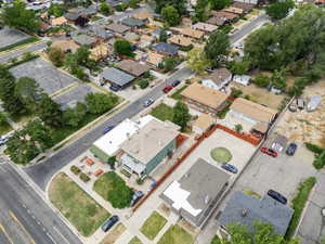 Aerial perspective of suburban area