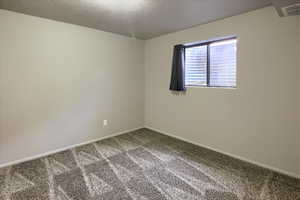 Basement Carpeted bedroom room .