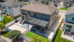 Aerial perspective of suburban area