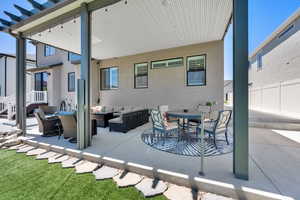 Outdoor covered lounge space