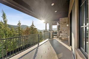 Balcony with a mountain view