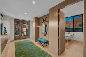 Hall featuring recessed lighting and light wood-style flooring