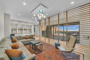 Living room with recessed lighting