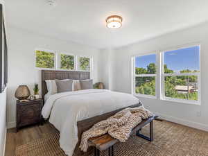 Bedroom with wood finished floors