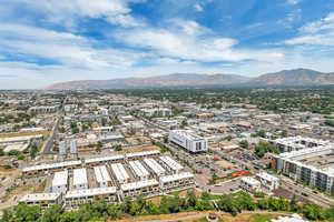 View of urban area with a mountain backdrop