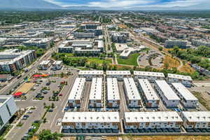 View of urban area with a mountain backdrop