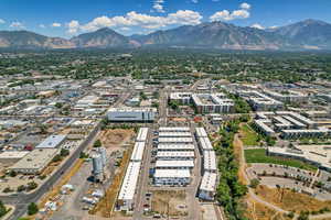 View of urban area with a mountain backdrop