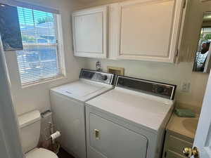 Laundry area with washing machine and dryer
