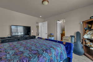 Bedroom featuring carpet